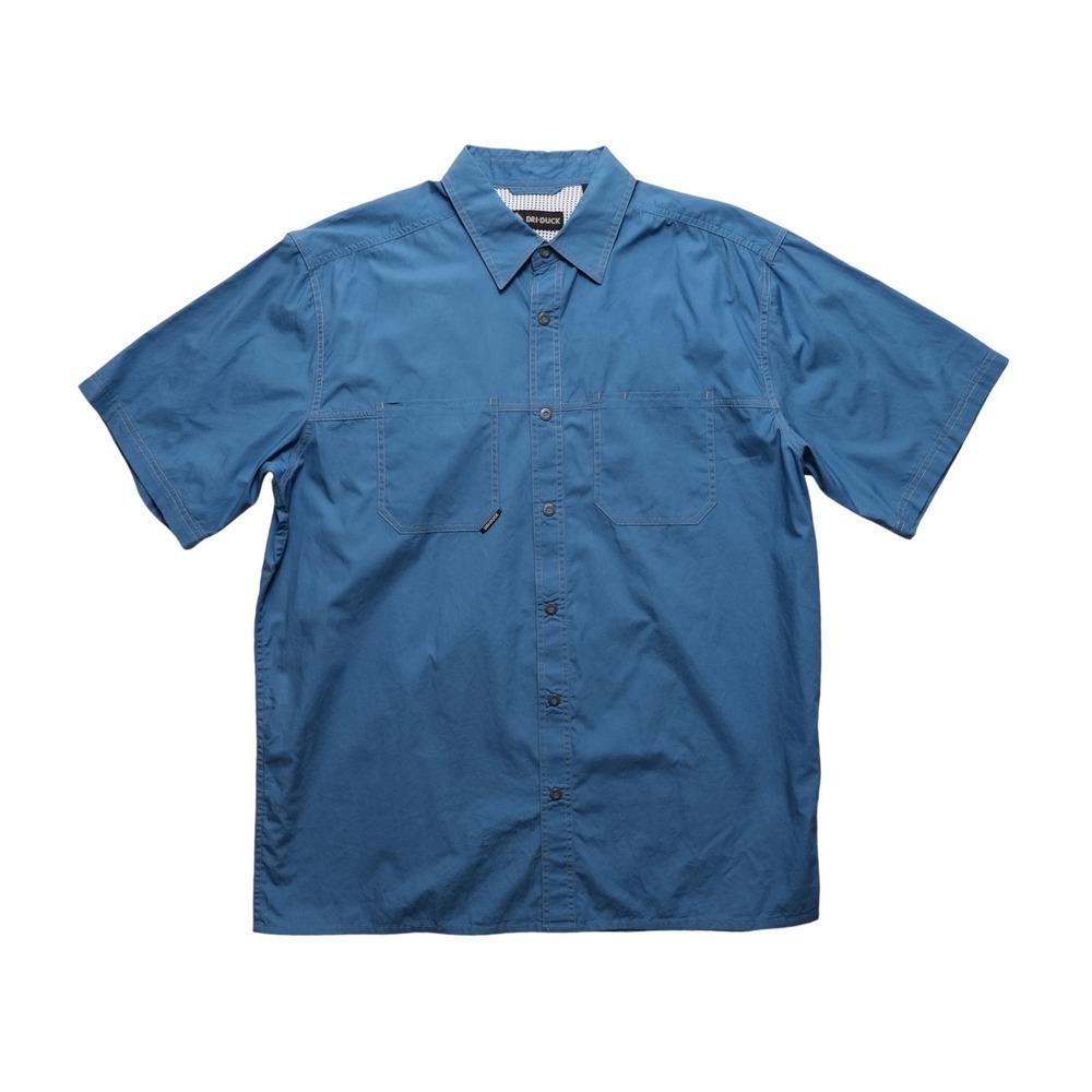 Dri Duck Mens XL Blue Fishing Shirt Vented Back Short Sleeve Workwear
